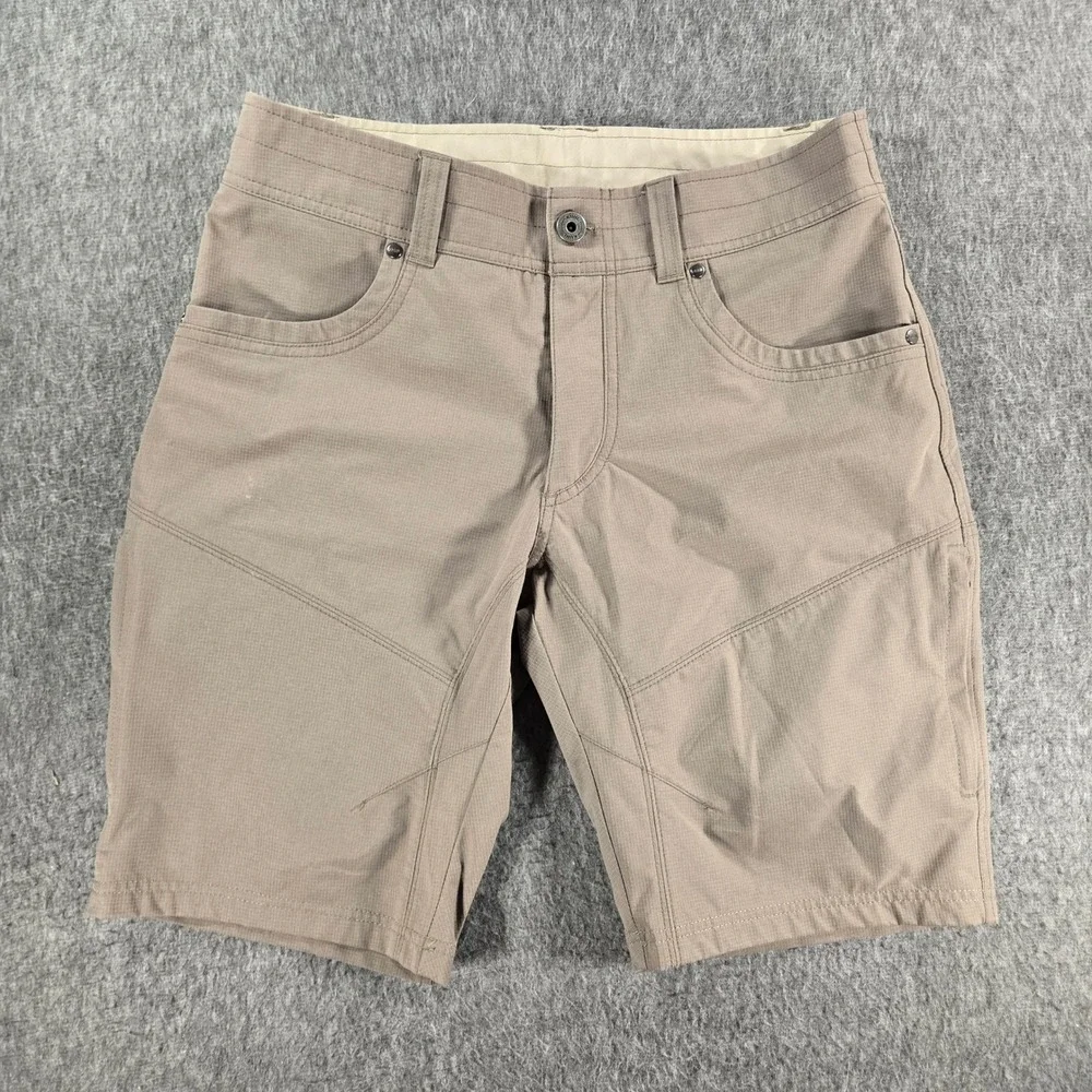 KUHL Silencr Kargo Shorts Mens 32 Brown Softshell Hiking Outdoor Gorpcore